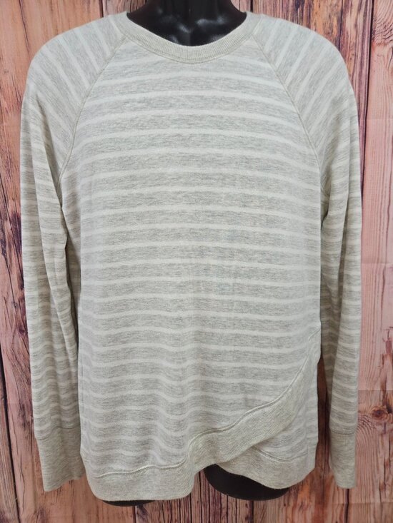 Athleta Womens Striped Long Sleeve Raglan Shirt MT - Picture 1 of 8